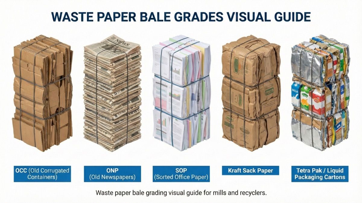 Waste Paper Bale Grades Visual Guide - OCC, ONP, Mixed Paper Bales